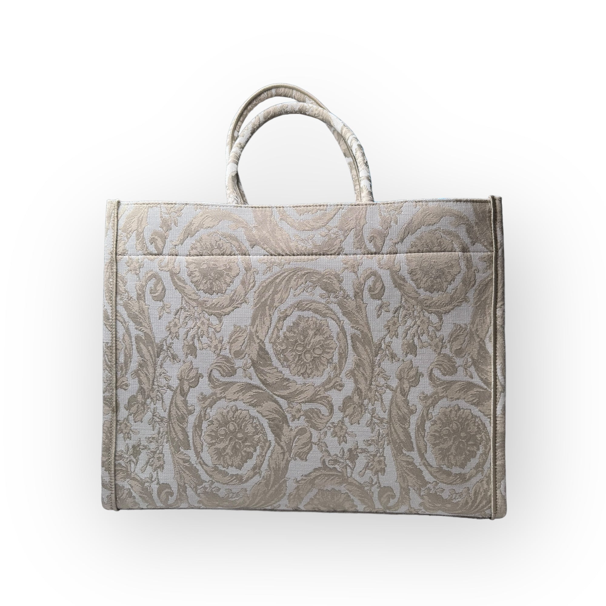 トートバッグ VERSACE 'Extra Small Athena' shopping bag Barocco Athena Raffia Small Tote Bag Black,Print | VERSACE US