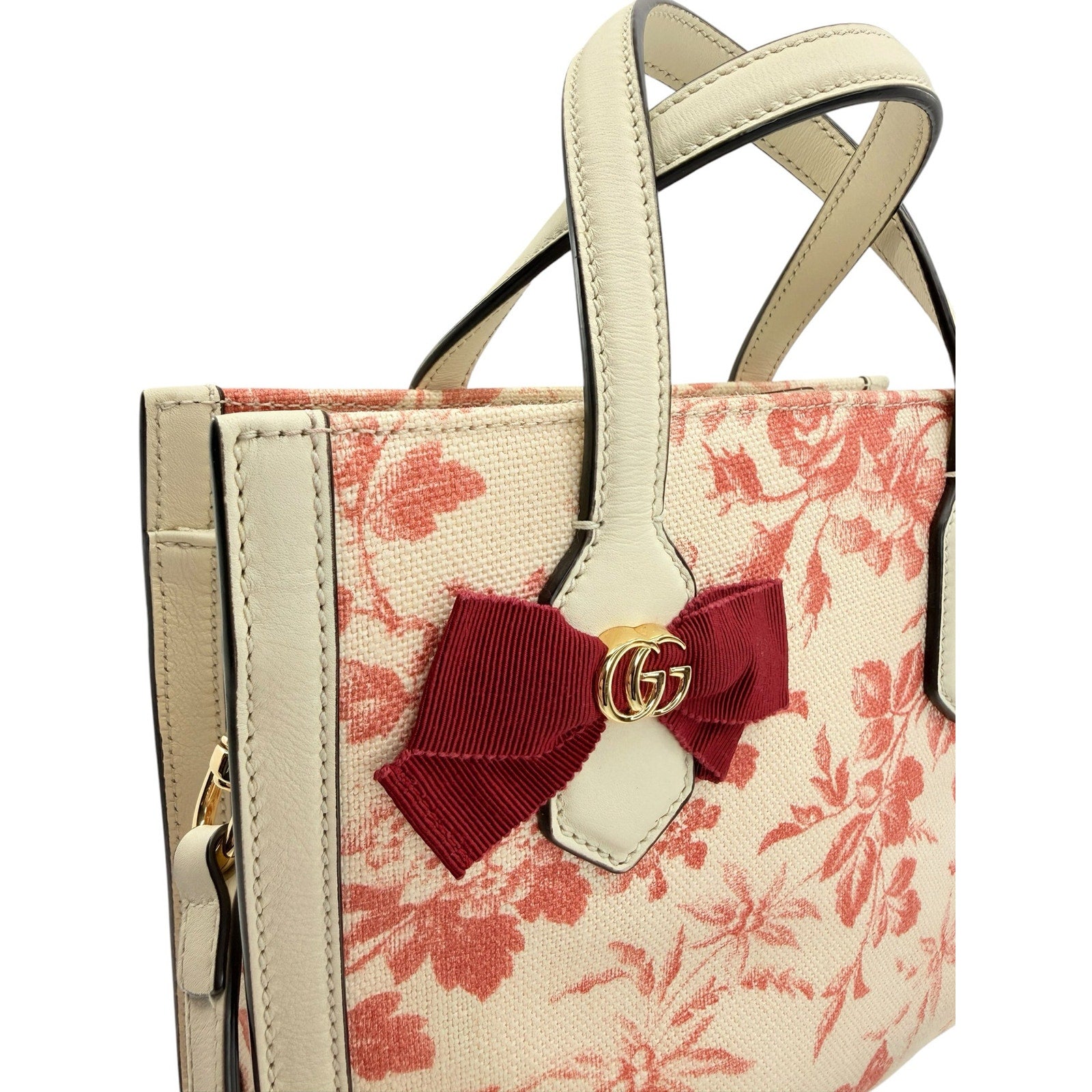 Gucci Canvas Herbarium Print Ribbon Tote