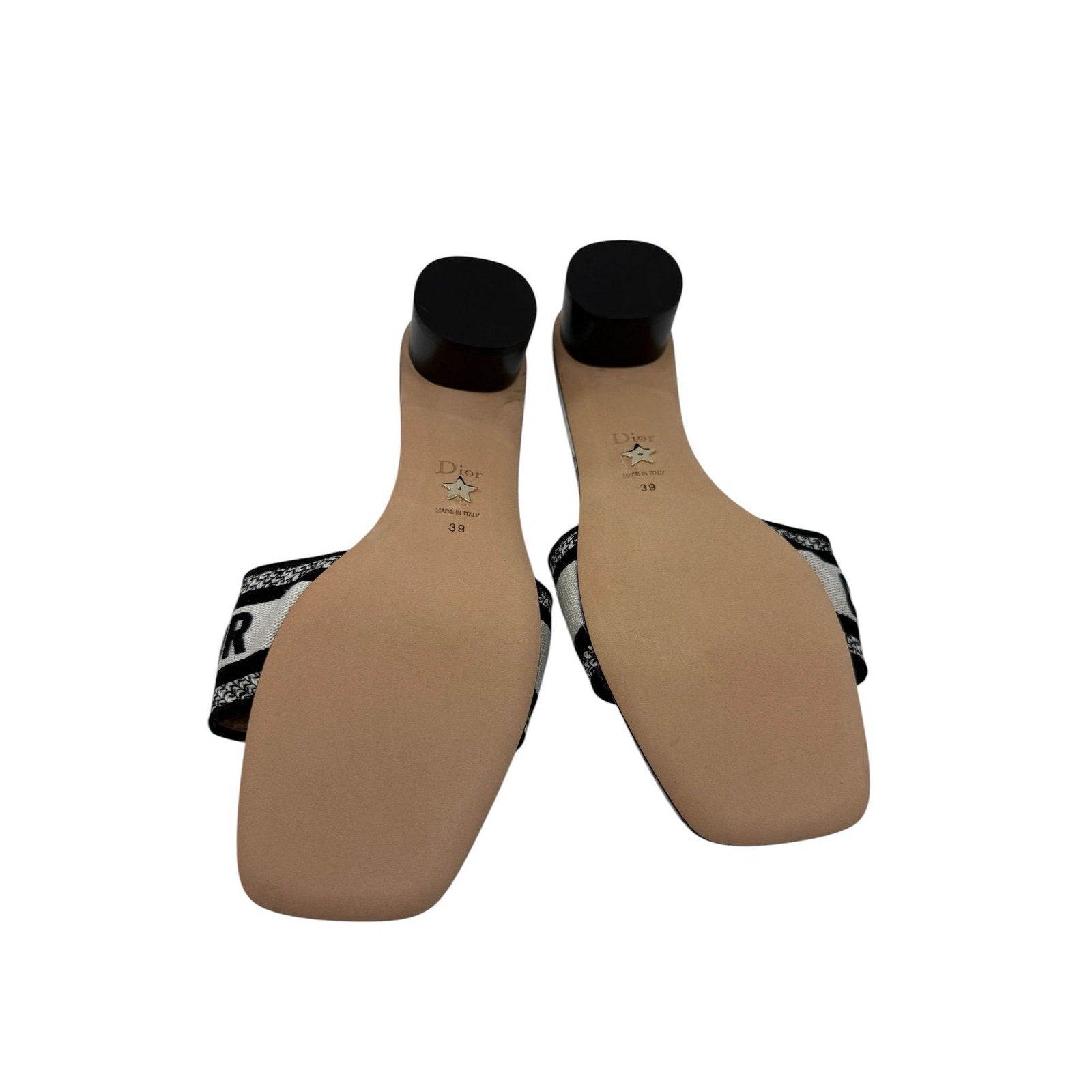 Dior Dway Heeled Newspaper Print Slides (39/9)