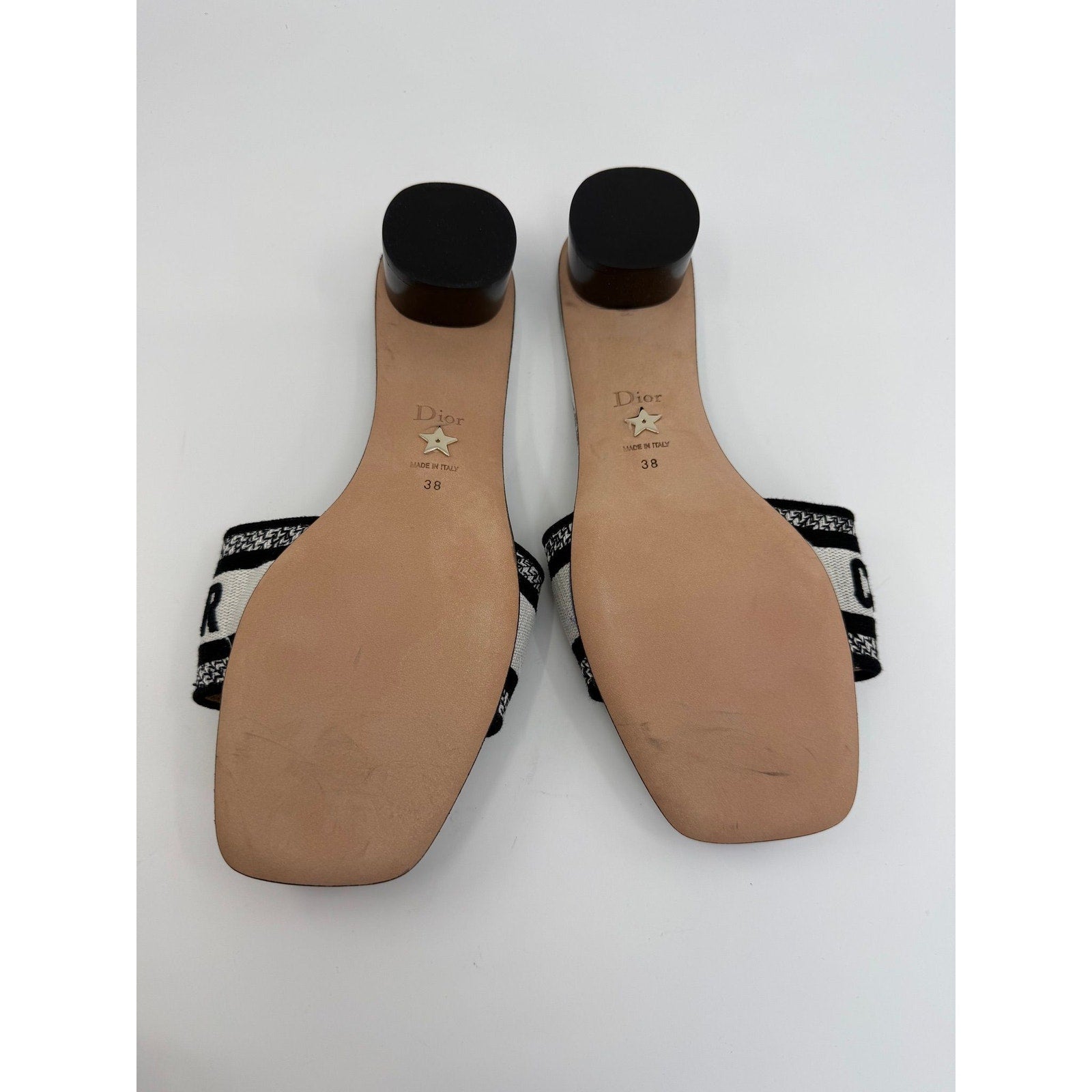 Dior Dway Heeled Newspaper Print Slides (38/8)
